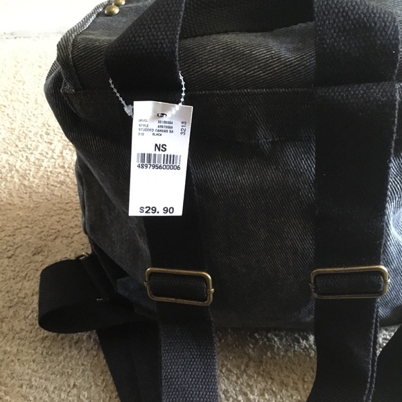 New Black Canvas Studded Backpack - Picture 6 of 6